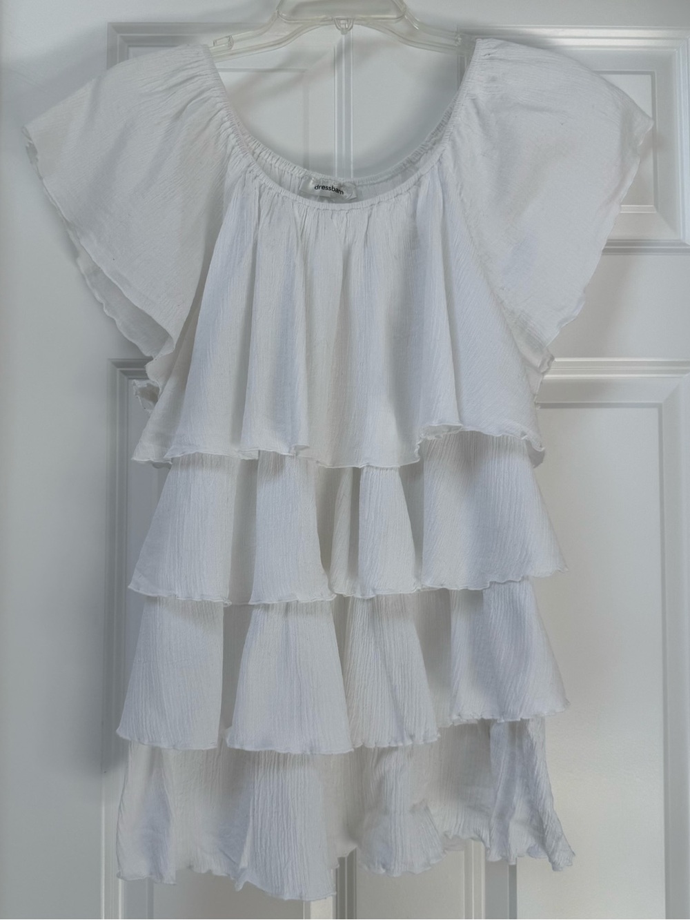 Dressbarn short-sleeve tiered ruffled blouse in white size 18/20